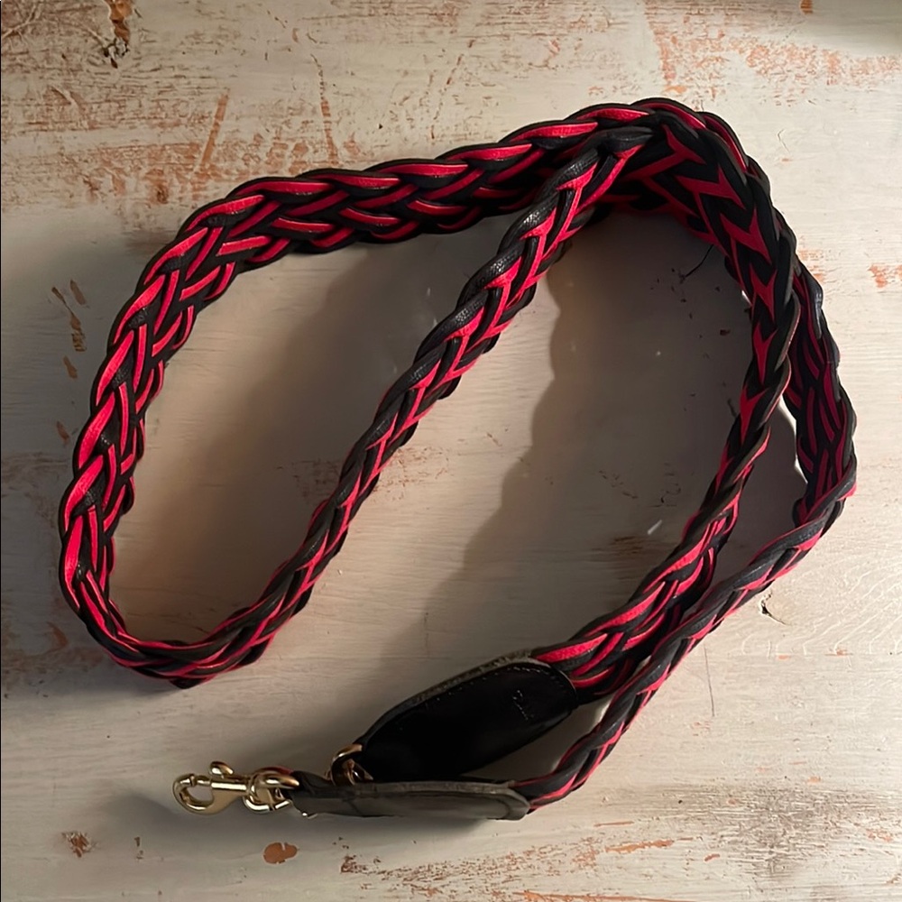 Clare V Braided Red and Navy Blue Strap